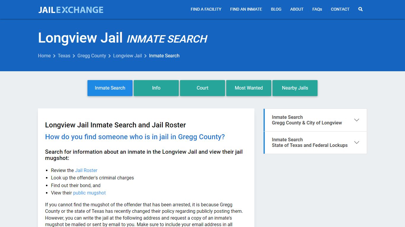 Inmate Search: Roster & Mugshots - Longview Jail, TX